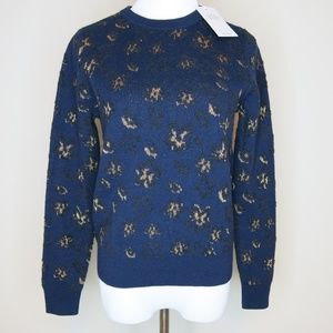 & Other Stories Metallic Prt Sweater Blue/Gold XS